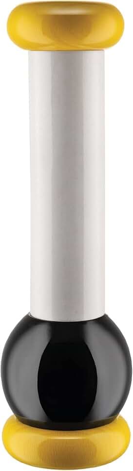 Alessi Totem Domestici MP0210 1 - Design Salz-, Pfeffer- und Gewürzmühle aus Buchenholz, Gelb, Schwarz und Weiß, Durchmesser 33 cm