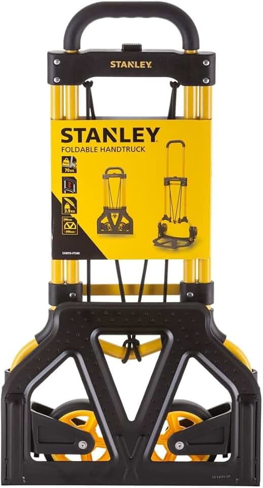 Stanley Faltbarer Sackkarre SXWTD-FT580 - Max. 70KG - 41 x 40 x 102 cm - Reifen für jedes Gelände - inkl. Gummiband - Schwarz/Gelb
