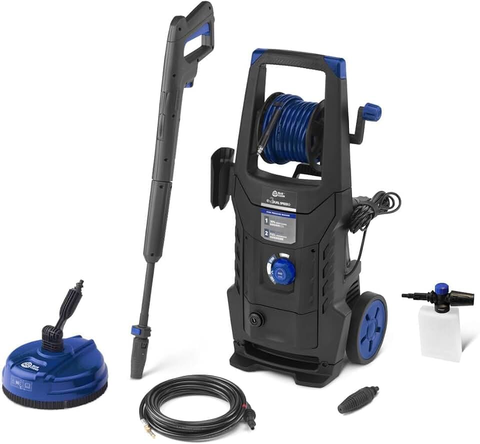 AR Blue Clean Hochdruckreiniger e-2DUALSPEED D mit Dual Speed System, Rohrreinigersonde und Patio Cleaner (2200 W, 160 bar, 460 l/h)
