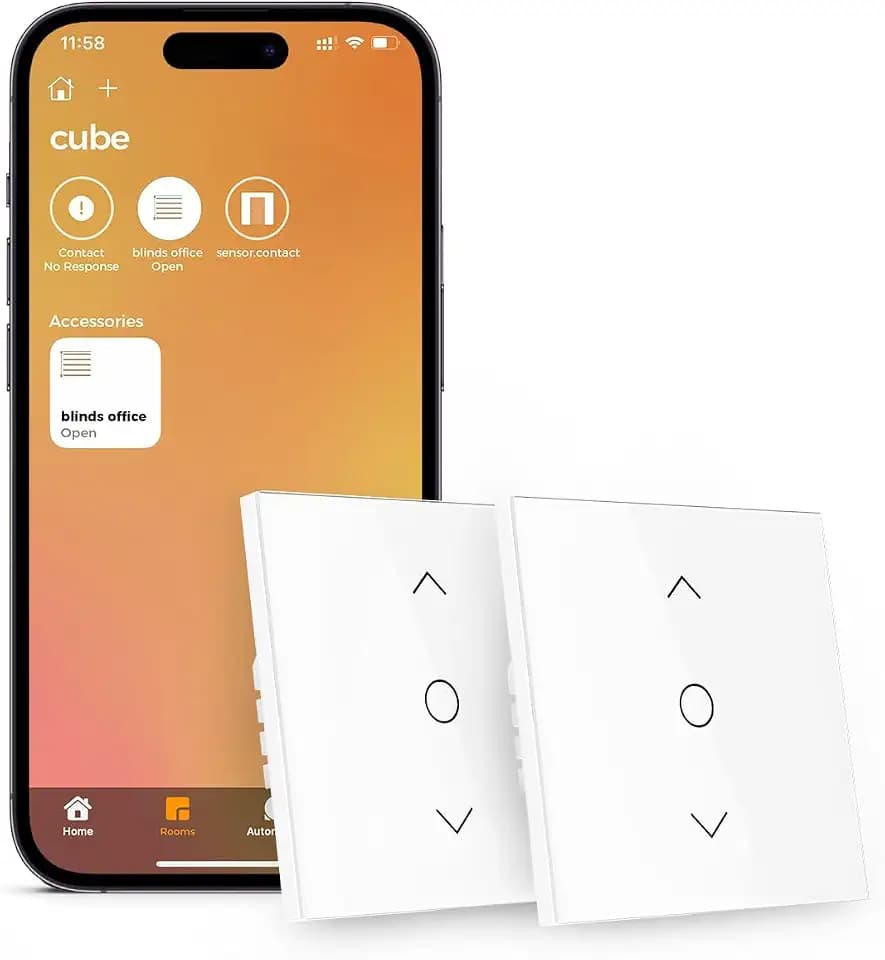 Refoss WLAN Rollladenschalter mit Apple HomeKit, Smart Rolladen Zeitschaltuhr, WLAN Jalousien Schalter mit prozentualer Steuerung, Smart Home Rolladensteuerung, Kompatibel mit Alexa, Google, 2 Stücke