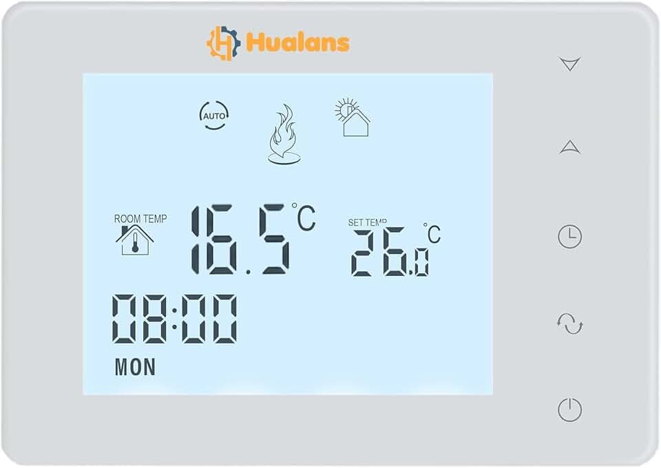 Thermostat mit Batterie für Heizkessel, programmierbarer batteriebetriebener Thermostat mit 2 Drähten, digitales Wochenthermostat mit Batterie, Raumthermostat (ohne Batterien)