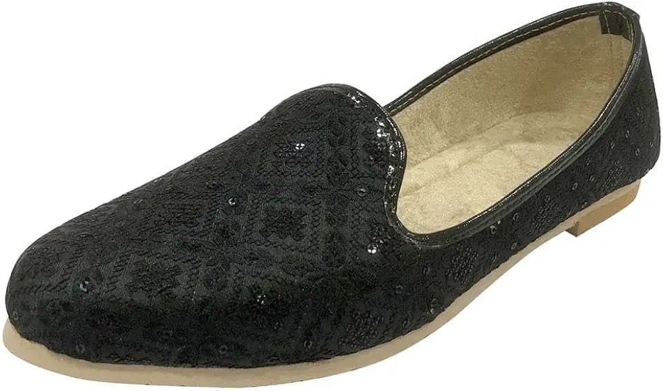 Stop n Style Punjabi Jutti for Men Black Mojari Sherwani Shoes Men's Indian Traditional Juti Wedding Loafer Shoe