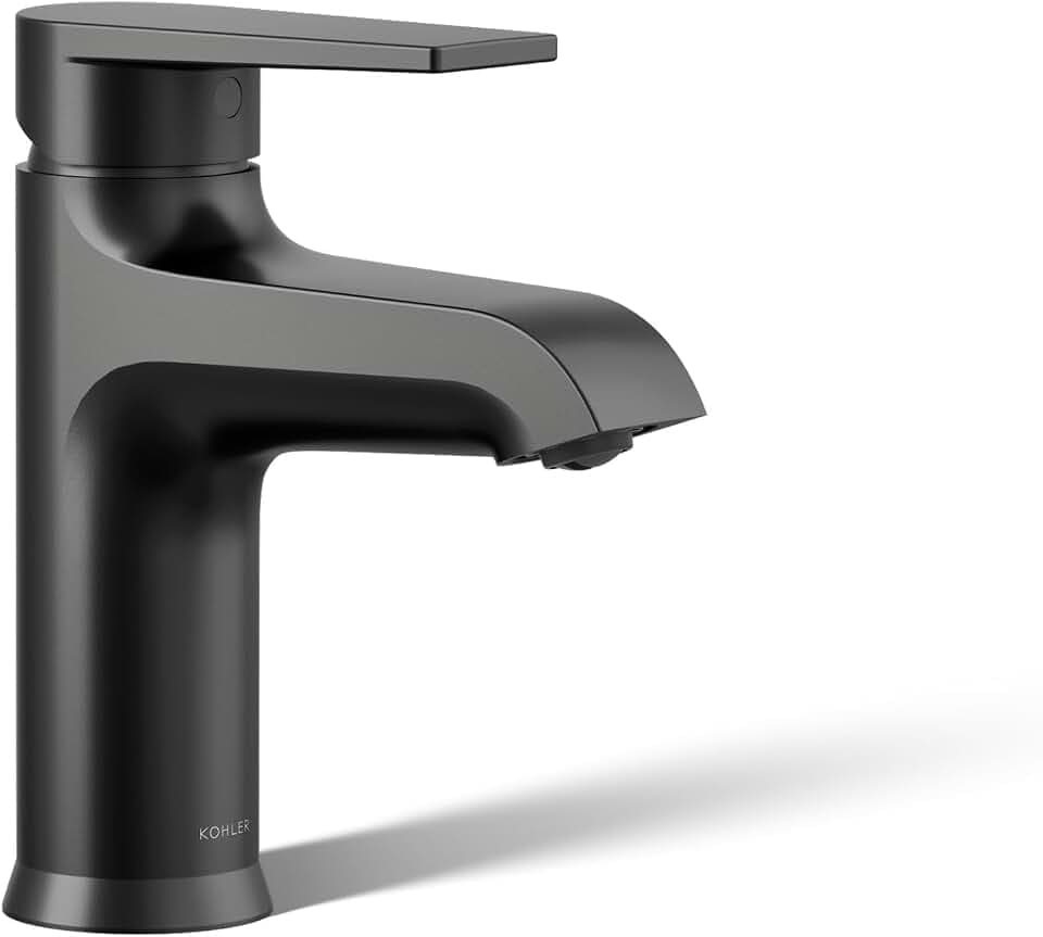 KOHLER 97060-4-BL Hint Einhebel-Badezimmerarmatur mit Pop-Up-Ablauf, Einloch-Badezimmerarmatur, 1,2 GPM, Mattschwarz