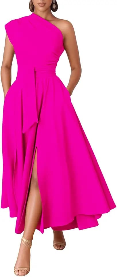 Kwunbwa One Shoulder Dresses for Women Elegant Asymmetrical A Line Dress