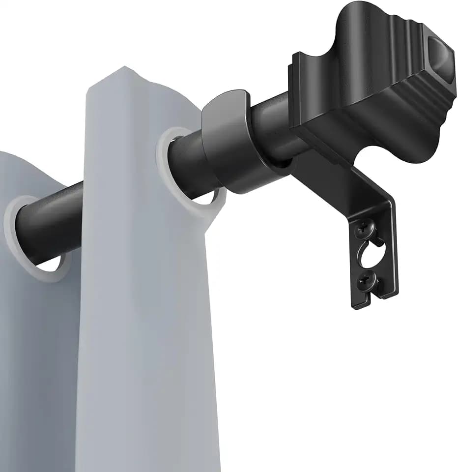 Curtain Rods for Windows 36-78 inch, 5/8 inch Matte Black Curtain Rod with Brackets Adjustable by Splicing for Bedroom Kitchen Study Living Room