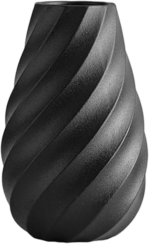 Schwarz Keramikvase mit Strukturiertem Spiraldesign, modernes minimalistisches Boho-Dekor für Zuhause, Wohnzimmer oder Büro – ideal für Pampasgras, Trockenblumen und andere Arrangements – 20 cm hoch