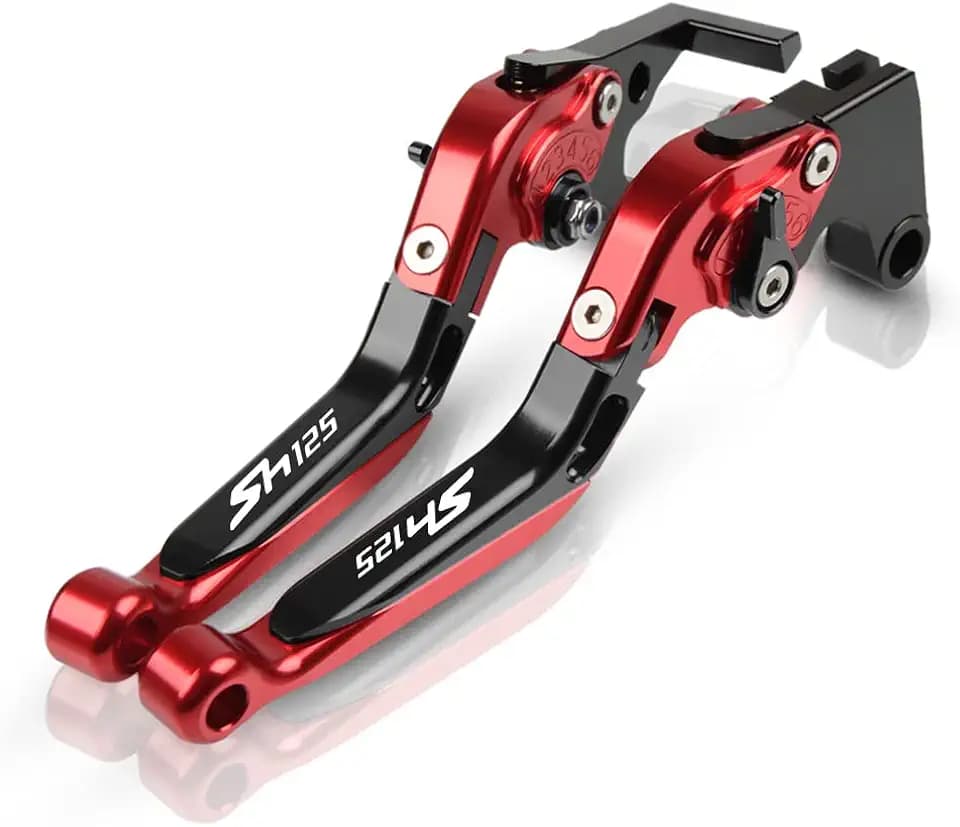 Für SH125 2014-2018 2015 2016 2017 Motorrad Zubehör Ersatzteil Bremse Kupplungshebel CNC Aluminium Verstellbare Falten Ausziehbare Griff Zubehör (Rot+Schwarz+Rot)