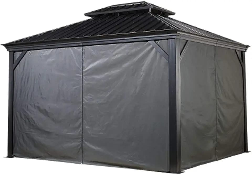 Sojag Accessories Set of 4 12' x 12' Curtains for Monaco/Messina/Mykonos Outdoor Gazebo Models, Curtain only, Mosquito Netting not Included, Grey