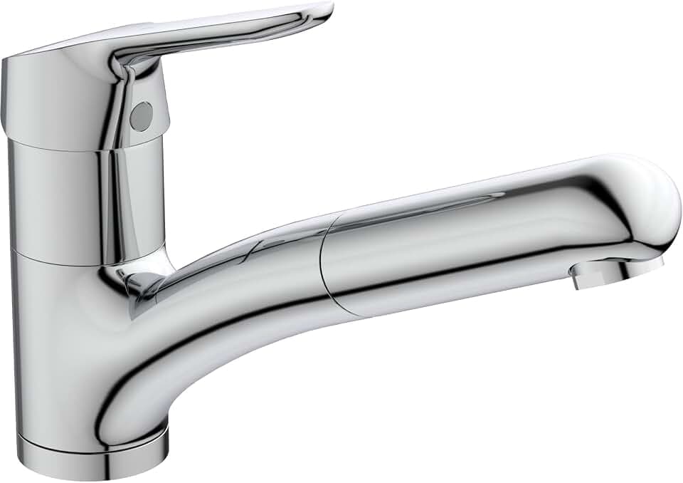 Ideal Standard – Ceraflex Küchenarmatur, Auslaufhöhe 114 mm, mit 1-Funktionshandbrause, FirmaFlow Kartusche, Schwenkbereich 120°, Schaftverschraubung von unten, Chrom