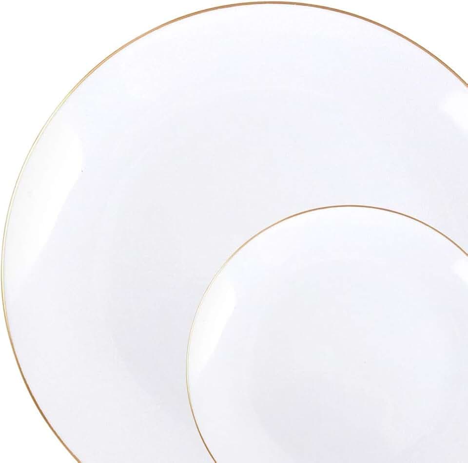 Organic Tray with Gold Rim, 14" - Gold, Plastic, Case Pack of 24 - For Catering, Buffets, and Parties
