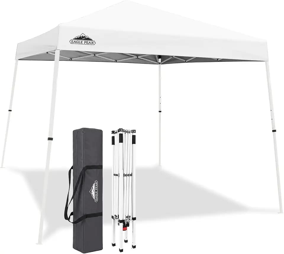 EAGLE PEAK 10x10 Slant Leg Pop Up Canopy Tent, White