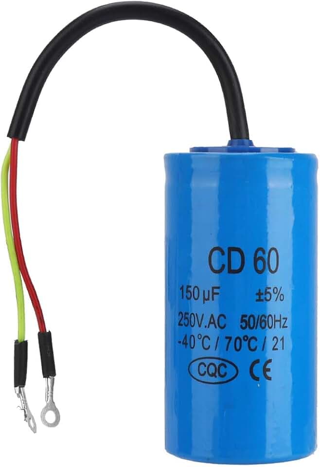 CD60 Betriebs Anlaufkondensator, Motorkondensator mit Drahtleitung, 150 uF 250V AC 50/60 Hz Kondensator für Klimaanlagen, Kompressoren, Motoren