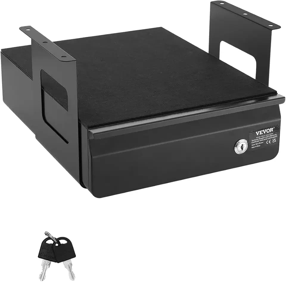 VEVOR Untertisch Schublade 365x335x185 mm, Unterbau Schreibtisch, versteckter Schreibtisch-Aufbewahrungs-Organizer, abschließbare Bleistiftschublade unter dem Tisch für Sitz-Steh-Arbeitsplätze