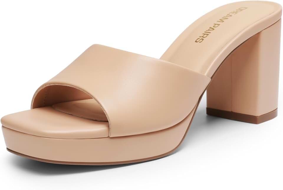 DREAM PAIRS Women's Platform Block Heel Mule Sandals