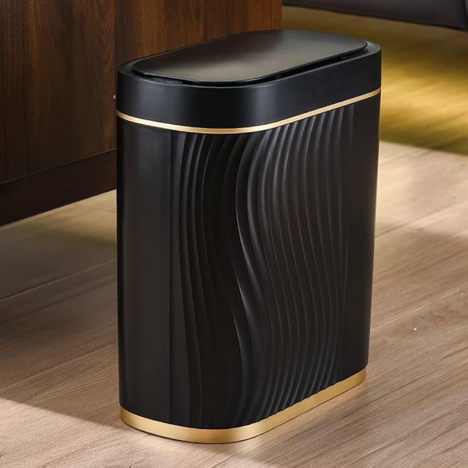 Automatischer Mülleimer Elektrisch mit Sensor - Badezimmer Mülleimer, Mülleimer Küche, Geruchsdicht & Wasserdicht, No Noise, Touchless