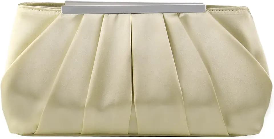 Damen Satin Abendtasche Elegante Satin Plissee Abend Clutch Geldbörsen für Damen Silber Hochzeit Handtasche