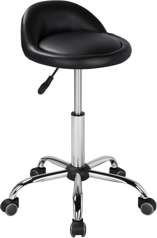 Yaheetech Rollhocker Drehhocker Arbeitshocker Bürohocker Drehstuhl Praxishockermit Rollen Massage Salon, aus Kunstleder, Höhenverstellbar schwarz