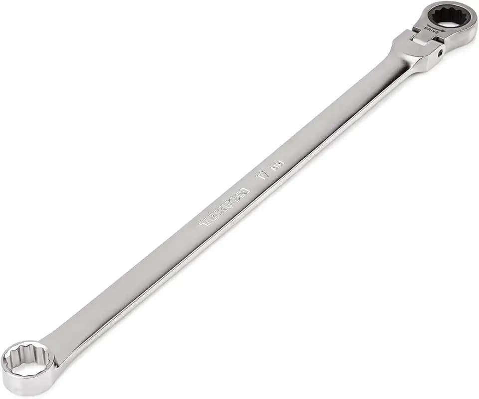 TEKTON 17 mm Long Fixed/Flex Head Ratcheting Box End Wrench | WRB35417