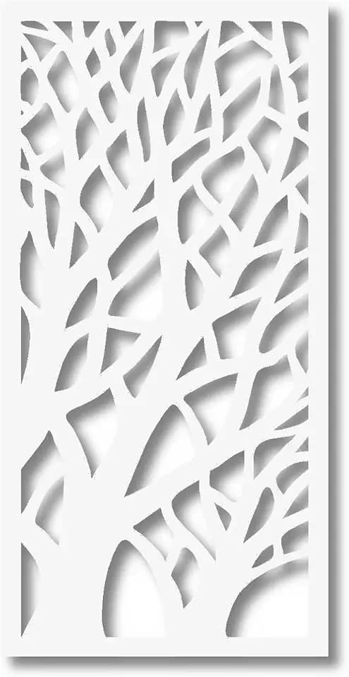 VIMA (Tree Branches) Decorative Wall Art Panel - 48" L x 24" W x 3/8" H, White Color PVC Board Panel with Private Screen Fence Design for Home Renovation & Wall Décor