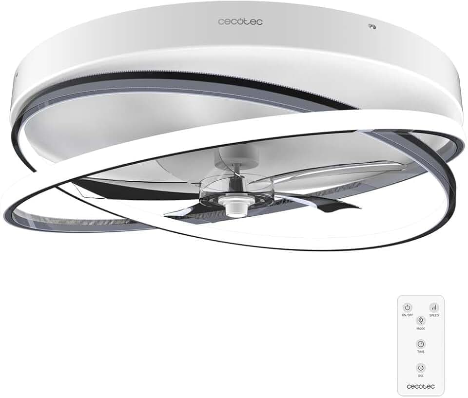 Cecotec - Deckenventilatoren mit Licht EnergySilence LampAero 600 FlowLight, Winter/Sommermodus, DC 20 W Motor, 60 cm Durchmesser, 5 Klingen, Timer, Fernbedienung, Weiß