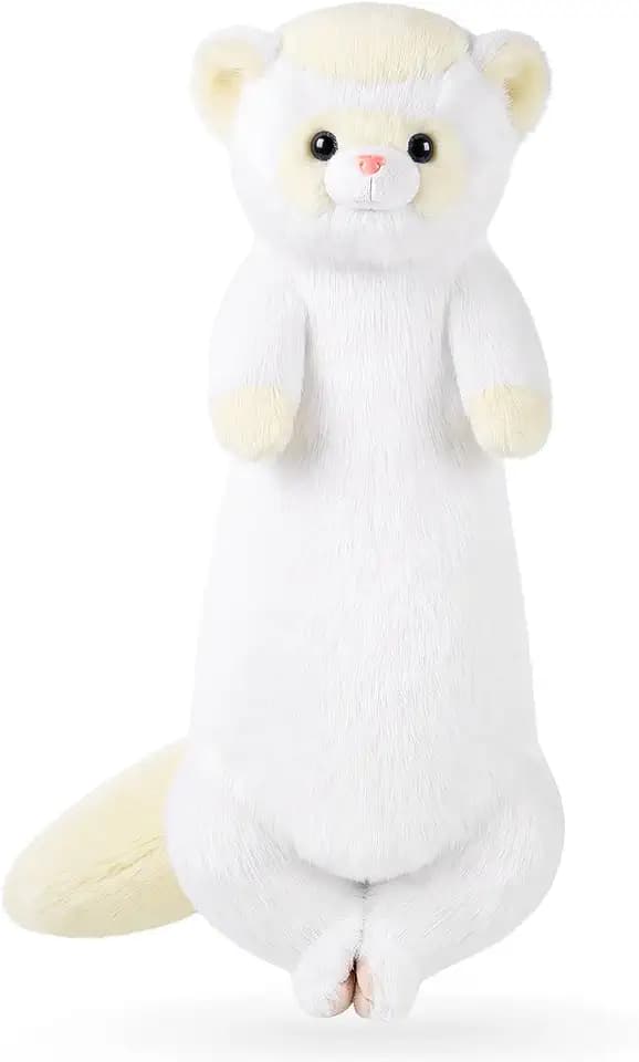 20.5 Inch Ferret Plush Stuffed Animal Long Cute Ferrets Pillow Soft Doll Stuffed Cute Toys Animal Lover Gift Kid Birthday Holiday Party Favor(White Ferret)