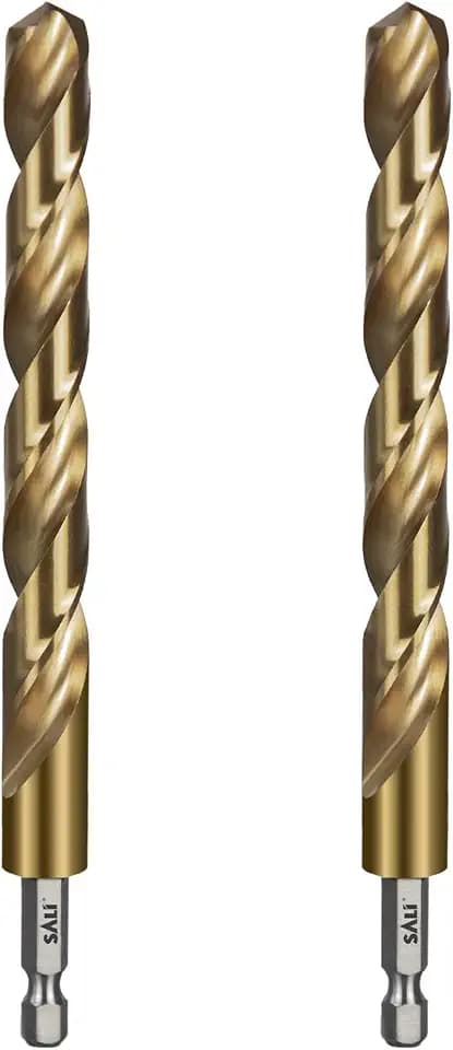 SALI Cobalt Drill Bit Set,2 Pack 1/2 Inch High Speed Steel Hex Shank Jobber Drill Bits, for Hardwood, Aluminum,Metal,Copper,Alloyed Steel