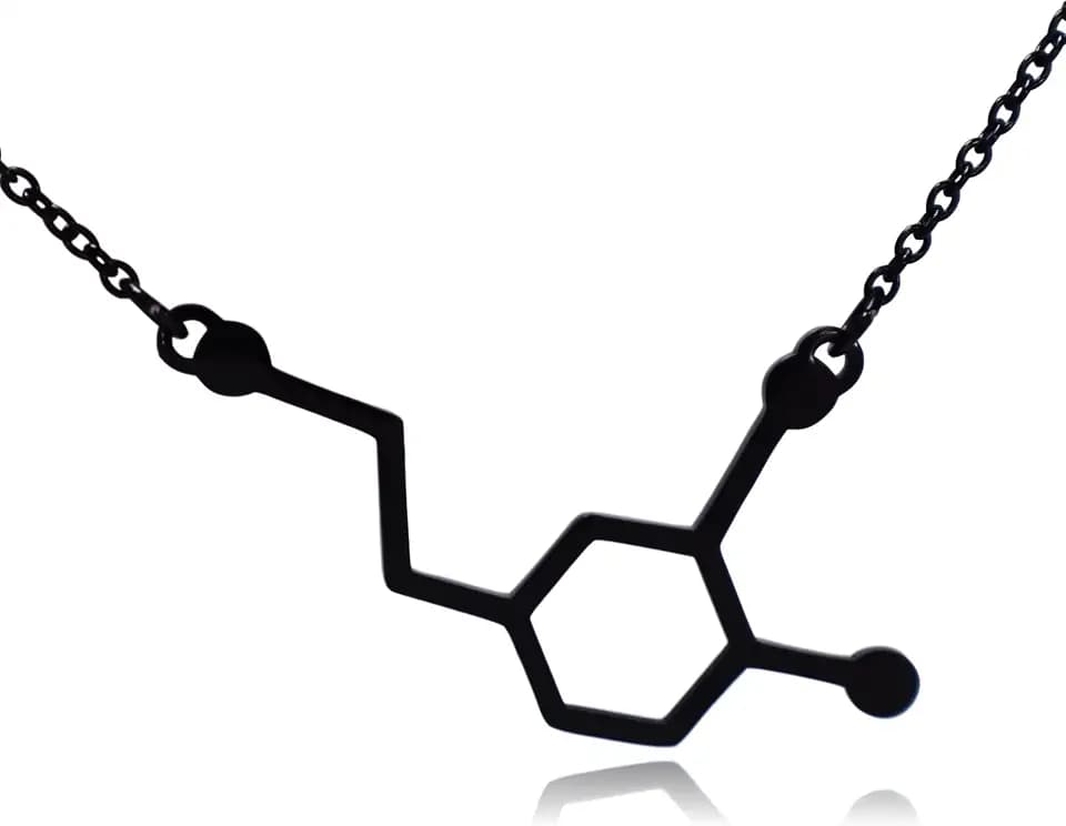 Dopamine Neurotransmitter Molecule Stainless Steel Necklace