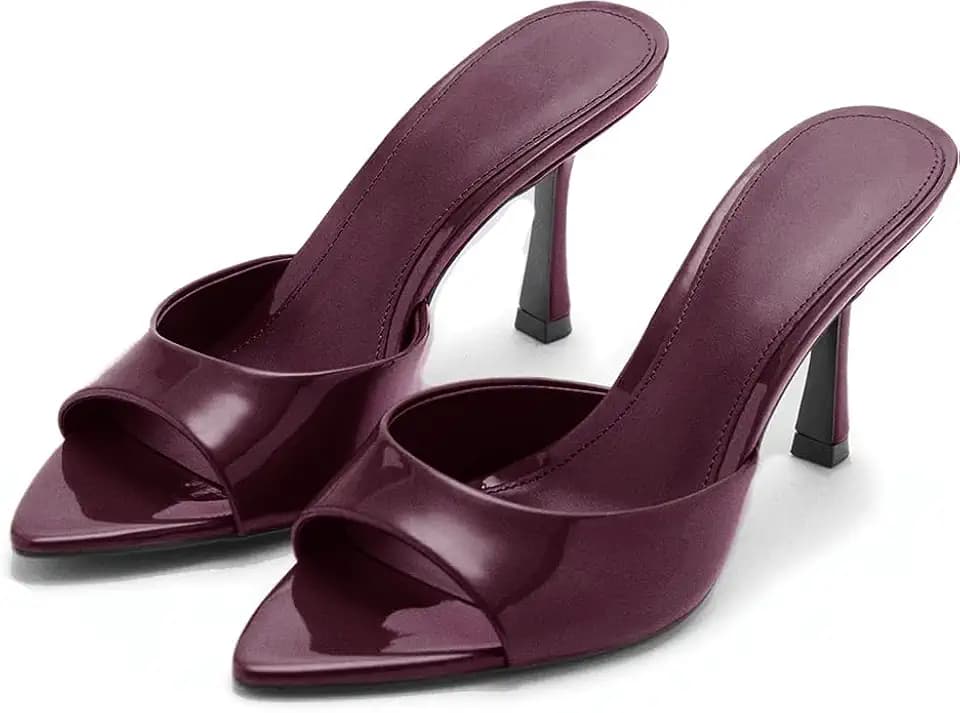 Wnshonzy Heeled Sandals For Women Pointed Open Toe High Heels Stiletto Pumps Mule Slip on Sexy Trendy Slingback
