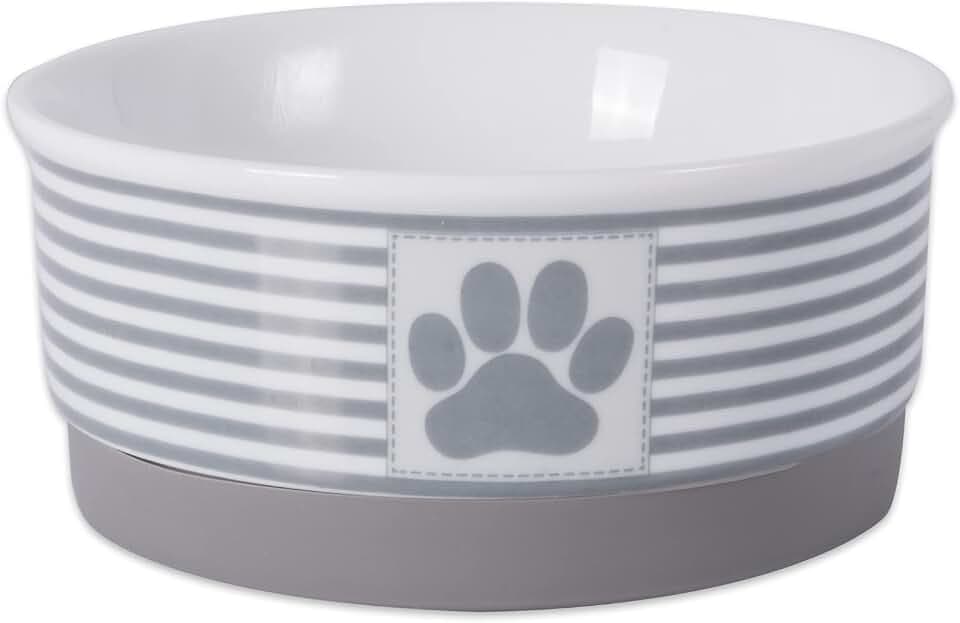 Bone Dry Paw & Patch Ceramic Pet Collection, Small Bowl, 4.25x2", Gray
