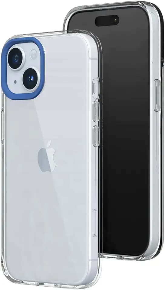 RhinoShield Crystal Clear Case kompatibel mit [iPhone 15 Plus] | Fortschrittliche Vergilbungsresistenz, Hohe Transparenz, Personalisierbare und Transparente Schutzhülle - Kobaltblau