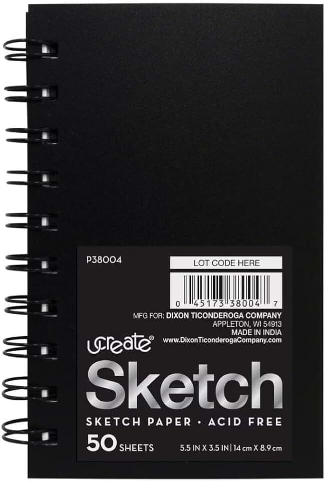 UCreate Mini Poly Cover Sketch Book, Heavyweight, 5.5" x 3.5", 50 Sheets