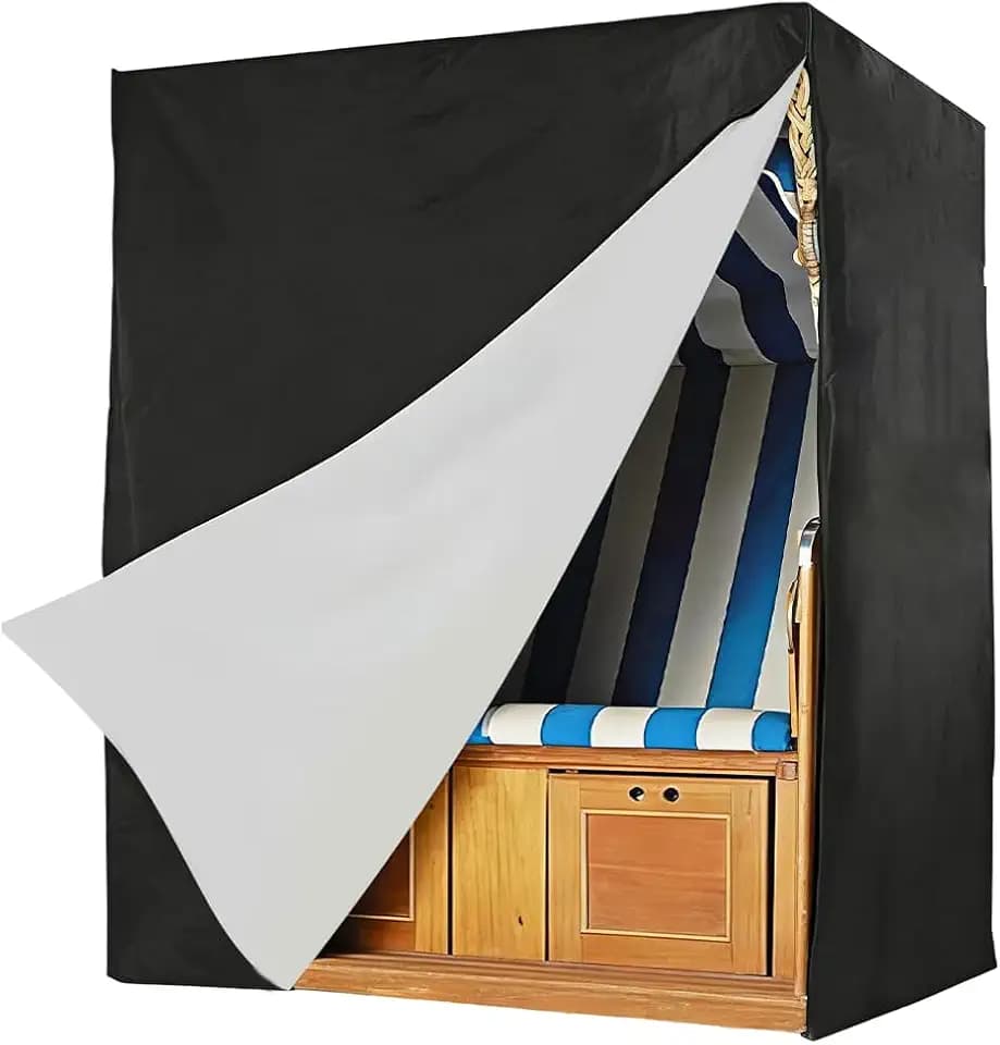 Mineup Strandkorb Schutzhülle Winterfest, 135x105x175/140cm Strandkorbhülle Wasserdicht, 210d Oxford Strandkorbhülle, Schutzhülle für Strandkorb, Anti-UV Winddicht Abdeckhaube für Strandkörbchen