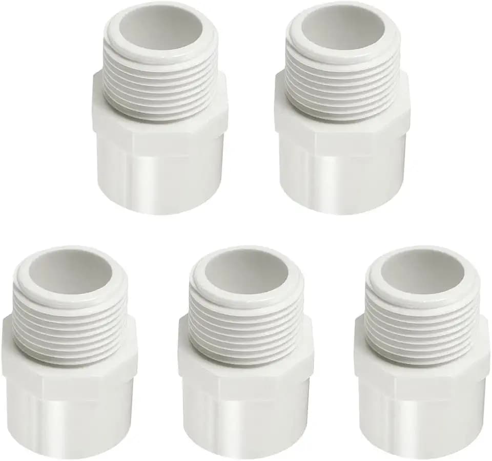 1-1/2" PVC Pipe Fitting Adapter Connector Union Coupling Schedule 40 (Slip Socket x NPT Male Pipe Thread), Pack of 5