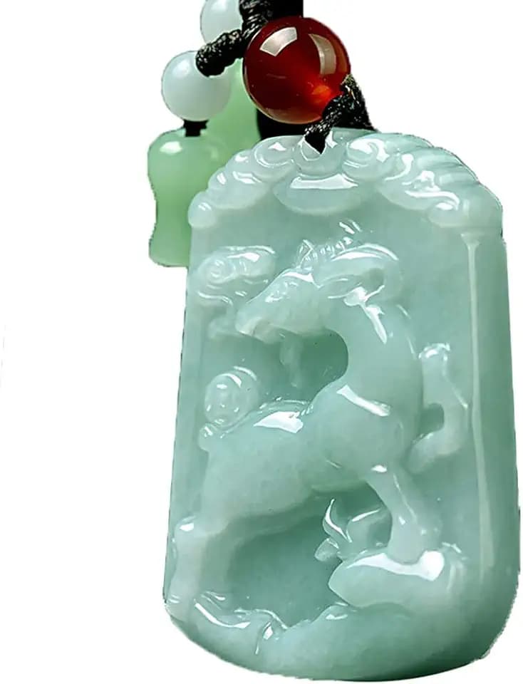 Women's Necklaces Men's Necklaces Natural Jadeite Hisui Jade Grade A Gemstone Zodiac Made Horoscope Animal Sign Necklace Pendant Amulet