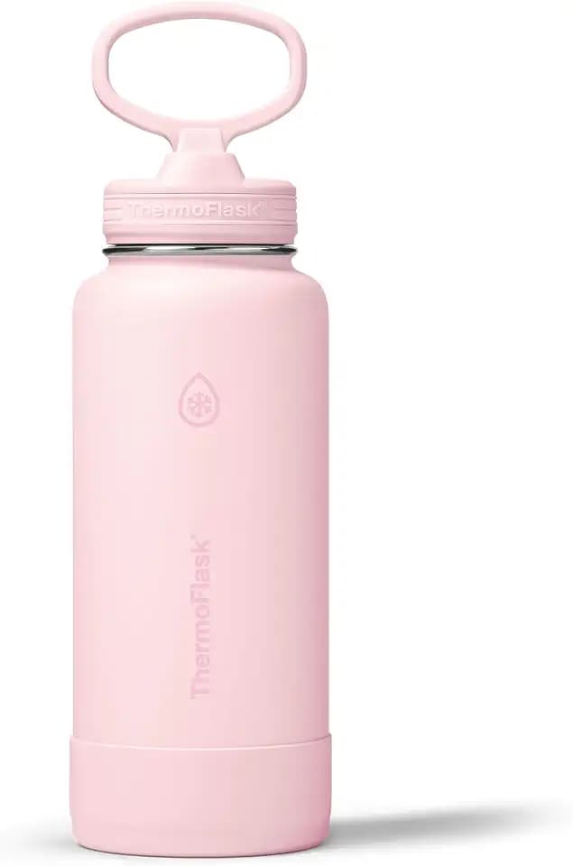 ThermoFlask Insulated Water Bottle with Straw Lid (32 oz, Blush) - Leakproof, Stainless Steel Water Bottle for Cold & Hot Drinks, Travel & Daily Hydration