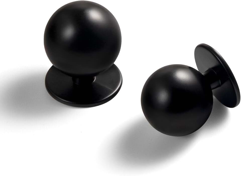Set of 12 -Sleek Round Matte Black Cabinet Knobs - Modern and Minimalist Hardware for Stylish Home Enhancement - 1 1/8 Inch Diameter