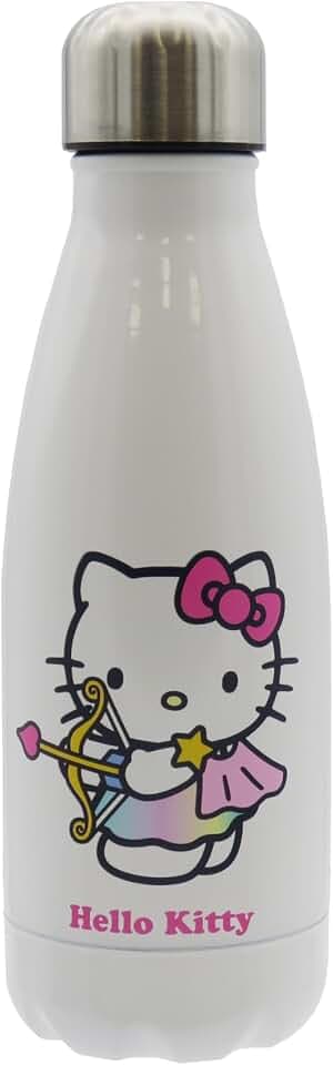 CYPBRANDS Hello Kitty, Sanrio, Flasche, Wasserflasche, Kanister, Trinkflasche, Horoskop, Schütze, 550 ml, Weiß, offizielles Produkt