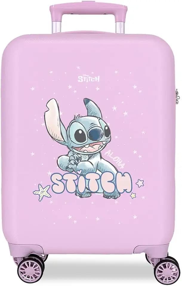 Kabinenkoffer für Kinder, Motiv: Disney Lovely Stitch, Joumma, blau, weiß, starr, ABS, Seitenschloss, 4 Räder, Handgepäck
