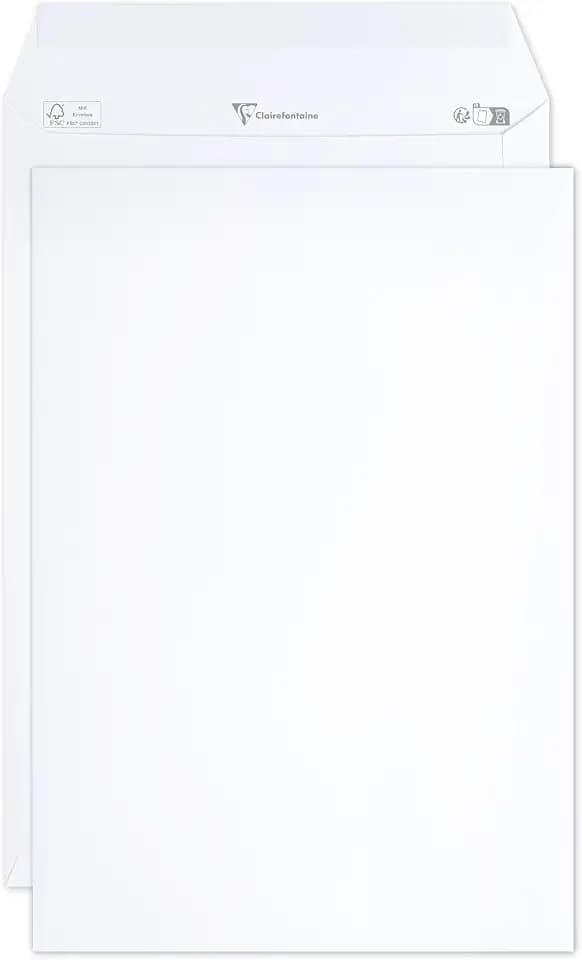 Clairefontaine 8250C - Karton mit 250 Versandtaschen weiß C4-229x324 mm, selbstklebend, 120g, 1 Karton