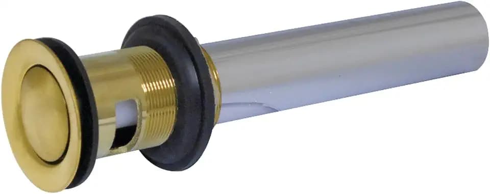 Kingston Brass KB8108 Push Pop-Up Drain with Overflow, Brushed Brass 8.25 x 2.13 x 2.13
