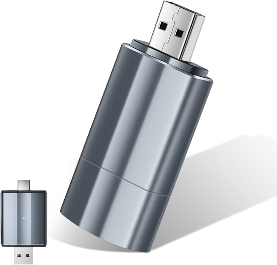 Romon Carplay Wireless Adapter,2025 Wireless CarPlay Adapter Mini Edition für iPhone [Typ-C und USB, Plug&Play] kompatibel mit Fahrzeugen ab 2016, Wireless Adapter 2-In-1, 5ghz WiFi, Silbrig
