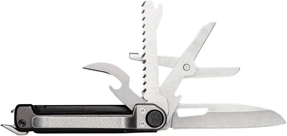 Gerber Taschenmesser mit 7 Funktionen, Multitool mit glatter Klinge, Mit Schere und Säge, ArmBar Scout, Grau/Silber, Edelstahl/Aluminium, 1064399