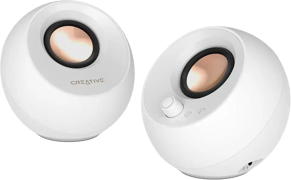 Creative Pebble Pro, 2.0 USB-C Desktop Speakers, RGB, White
