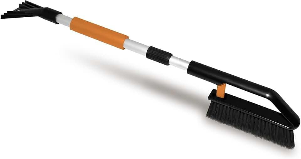 ToM PaR Schneebürste mit Eiskratzer, Teleskop 82-110 cm - Orange