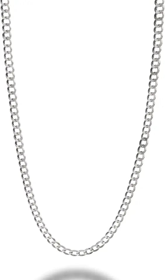 Savlano 925 Sterling Silver 4mm Italian Solid Curb Cuban Link Chain Necklace For Men & Women - Made in Italy Comes With a Gift Box