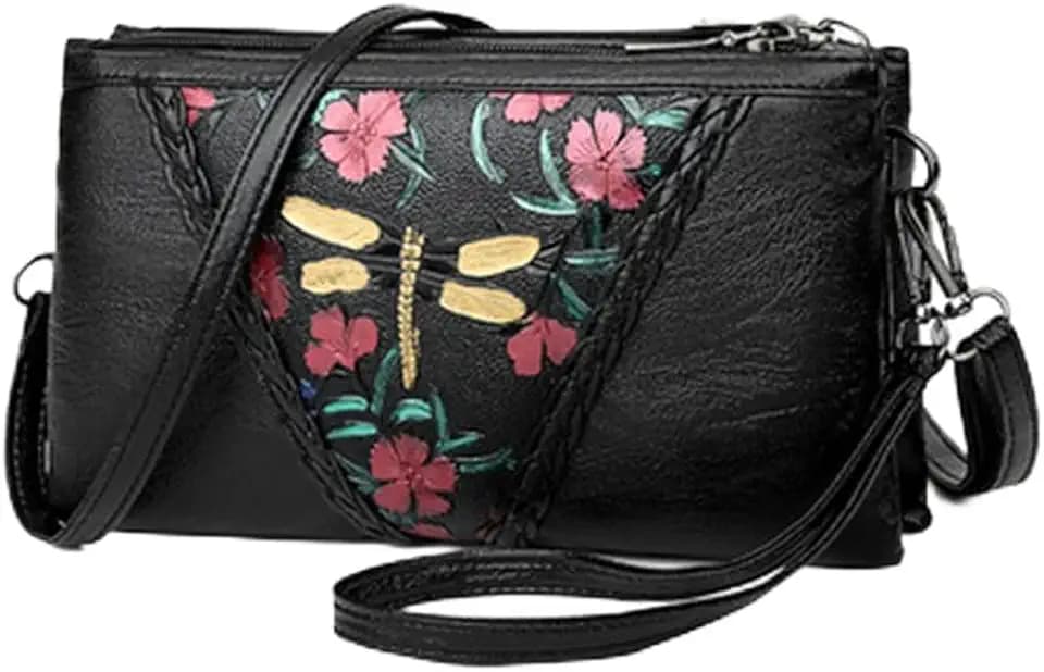 Women's Shoulder Bag PU Black Fashion Printed Leather Handbag Lady Casual Handbags Messenger Bag