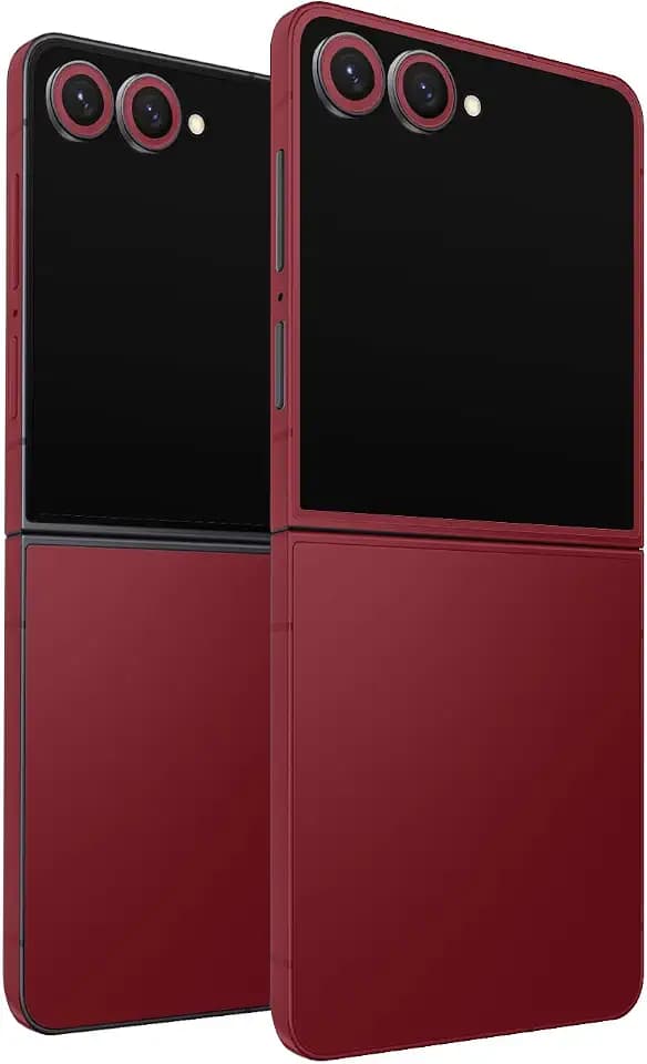 2 Pack of Phone Skins for Samsung Galaxy Z Flip 7 - Solid Burgundy| Protective Vinyl Covers | Matte Finish | Made in The USA by MightySkins