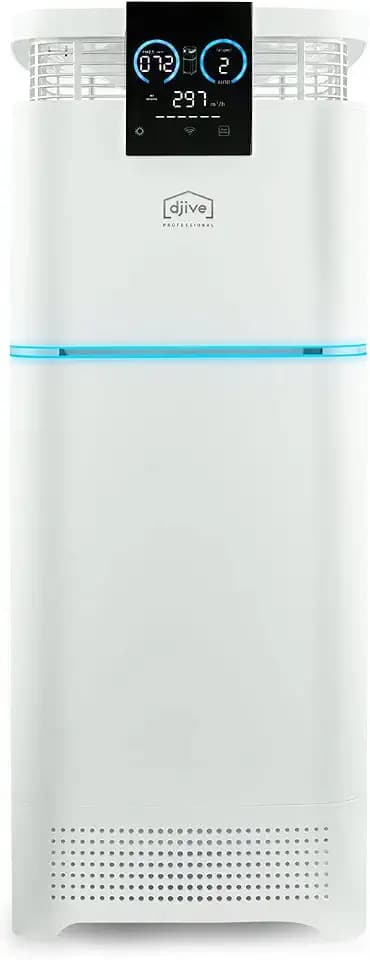 djive Professional PURE 1200 Luftreiniger und -befeuchter, CADR 697m³/h, entfernt 99,99% mit HEPA 13 Filter, UV-C, Aktivkohlefilter & Ionisator, bis 200 m², mit App & Alexa, für Büro, KiTa, sehr leise