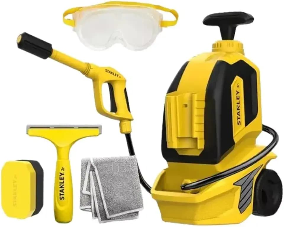 Classic Junior 5 Piece Mini Karcher Cleaning Toy with Pressure Water - Yellow