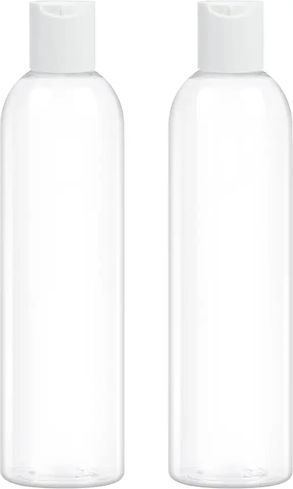 2-Pack 8 oz Plastic Shampoo Squeeze Bottles with Disc Caps, Clear
